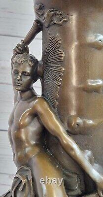 Art Deco Nouvea Nude Young Man Classic Erotic Opens Bronze Vase Statue