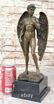 Art Deco / Nouveau Naked Male Angel Original Bronze Sculpture Statue Figurine