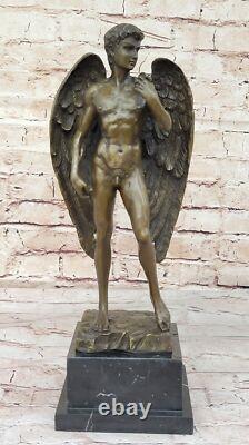 Art Deco / Nouveau Naked Male Angel Original Bronze Sculpture Statue Figurine
