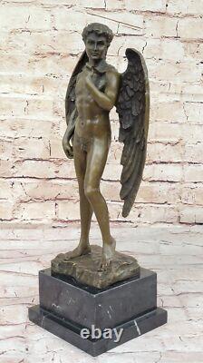 Art Deco / Nouveau Naked Male Angel Original Bronze Sculpture Statue Figurine