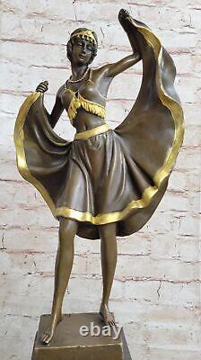 Art Deco / Nouveau Superb Dancer with Gold Patina by Bergman United Bronze