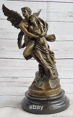 Art Deco Nude Bronze Sculpture Psychic Angel And Eros Statue Figure Cupidon