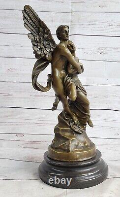 Art Deco Nude Bronze Sculpture Psychic Angel And Eros Statue Figure Cupidon