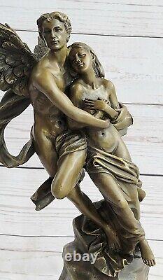 Art Deco Nude Bronze Sculpture Psychic Angel And Eros Statue Figure Cupidon