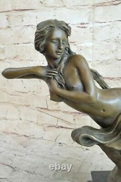 Art Deco Nude Erotic Nymph Bronze Figure Statue Marble Sculpture Deal