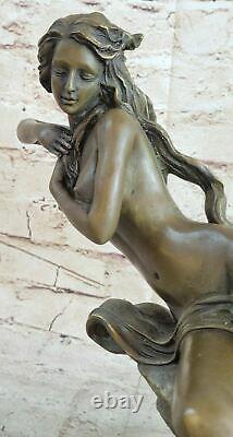 Art Deco Nude Erotic Nymph Bronze Figure Statue Marble Sculpture Deal