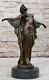 Art Deco Nude Female Classical Bronze Sculpture Figurine On Marble Base