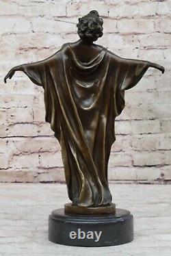 Art Deco Nude Female Classical Bronze Sculpture Figurine on Marble Base