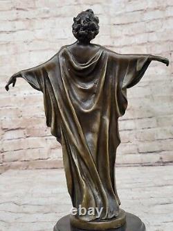 Art Deco Nude Female Classical Bronze Sculpture Figurine on Marble Base