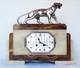 Art Deco Onyx Clock With Bronze Panther Signed Hugues