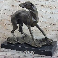 Art Deco Original Cast Iron Greyhound Dog Dogs Bronze Sculpture Marble Statue