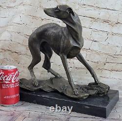 Art Deco Original Cast Iron Greyhound Dog Dogs Bronze Sculpture Marble Statue