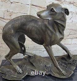 Art Deco Original Cast Iron Greyhound Dog Dogs Bronze Sculpture Marble Statue