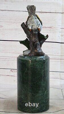 Art Deco Original Milo Pigeon Signed, Bronze Statue Figurine Font