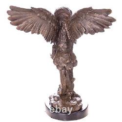 Art Deco Owl Sculpture in Bronze on Black Marble after Milo