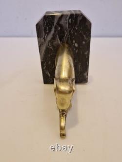 Art Deco Pair of Elephant Bookends, Gilt Bronze and Stone, 1930s