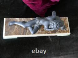 Art Deco Pan Flute Youth Statue in Regule on Onyx Base, 42x12xH21cm, Weight 7kg