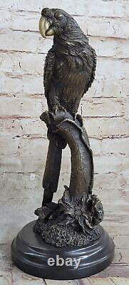 Art Deco Parrot Bird Exotic Creature Bronze Sculpture Marble Statue