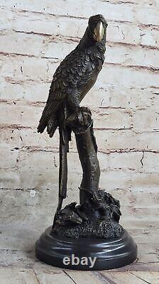 Art Deco Parrot Bird Exotic Creature Bronze Sculpture Marble Statue