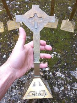 Art Deco Patinated Bronze Altar Garniture 20th Century Catholic Church Chapel