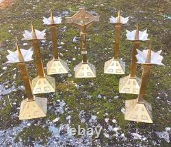 Art Deco Patinated Bronze Altar Garniture 20th Century Catholic Church Chapel