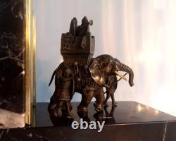 Art Deco Patinated Bronze Bookend, Hannibal’s War Elephant, France
