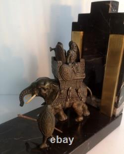 Art Deco Patinated Bronze Bookend, Hannibal’s War Elephant, France