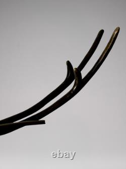 Art Deco Patinated Bronze Deer Sculpture Signed Coenrad on Marble-Effect Base