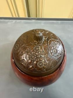 Art Deco Period Box in Thuya Root with Bronze Lid, H11cm L 16cm