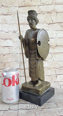 Art Deco Persia Warrior King Bronze Sculpture Statue Marble Base Figurine Decor