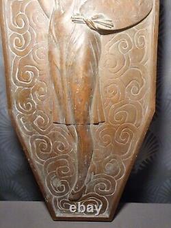 Art Deco Plaque 1920 Bas Relief Bronze Sculpture 2 Different Faces 47cm