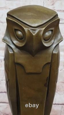 Art Deco Pure Owl Vienna Bronze Statue on a Marble Base Sculpture Sale