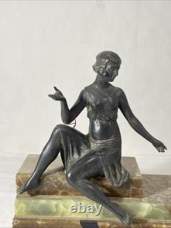 Art Deco Regule Sculpture of a Woman with a Pheasant
