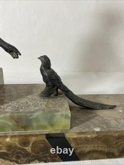 Art Deco Regule Sculpture of a Woman with a Pheasant