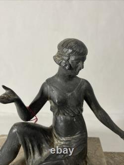 Art Deco Regule Sculpture of a Woman with a Pheasant