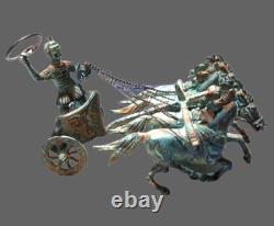 Art Deco Roman Chariot in Green-Patinated Bronze, Rare Workshop Prototype (1920–1940)