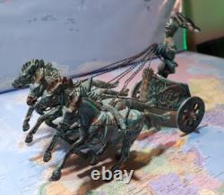 Art Deco Roman Chariot in Green-Patinated Bronze, Rare Workshop Prototype (1920–1940)