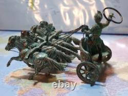Art Deco Roman Chariot in Green-Patinated Bronze, Rare Workshop Prototype (1920–1940)