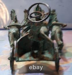 Art Deco Roman Chariot in Green-Patinated Bronze, Rare Workshop Prototype (1920–1940)
