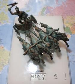 Art Deco Roman Chariot in Green-Patinated Bronze, Rare Workshop Prototype (1920–1940)