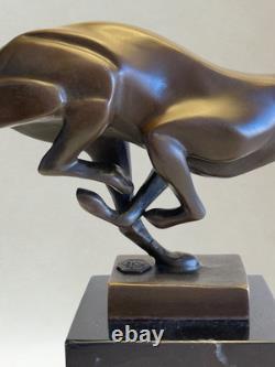 Art Deco Running Panther Sculpture, Patinated Bronze, 19 cm