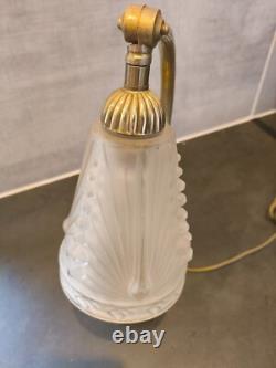 Art Deco Schneider Lamp Bronze Base Nightstand / Desk Lamp