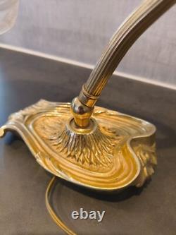 Art Deco Schneider Lamp Bronze Base Nightstand / Desk Lamp