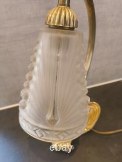 Art Deco Schneider Lamp Bronze Base Nightstand / Desk Lamp
