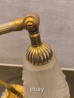 Art Deco Schneider Lamp Bronze Base Nightstand / Desk Lamp
