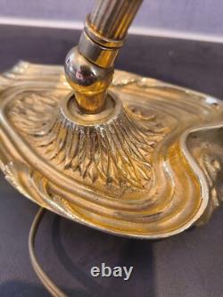 Art Deco Schneider Lamp Bronze Base Nightstand / Desk Lamp