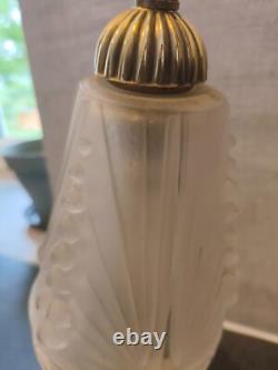 Art Deco Schneider Lamp Bronze Base Nightstand / Desk Lamp