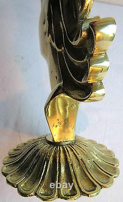 Art Deco Sculpture, Bronze Gilded Solid Woman Bust On Stand, Bookend