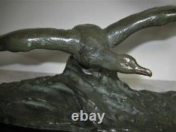 Art Deco Sculpture Bronze Goelands And Vague Signed Ouline 1930 L 68 CM H 32 CM