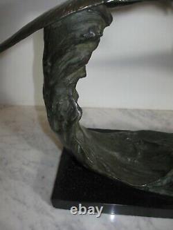 Art Deco Sculpture Bronze Goelands And Vague Signed Ouline 1930 L 68 CM H 32 CM